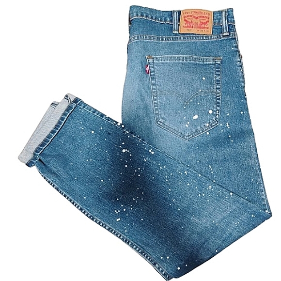 Levi's 512 38x31 Slim Tapered Manufactured Paint Splattered Jeans - Picture 10 of 16
